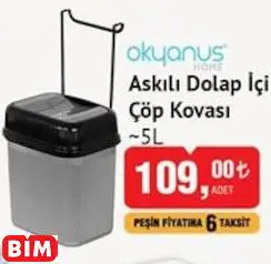 ASKILI DOLAP İÇİ ÇÖP KOVASI ~5L